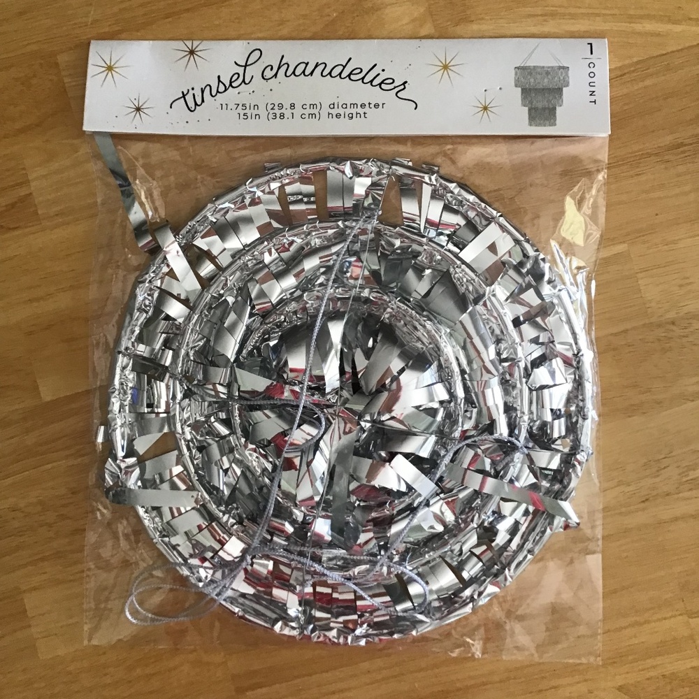 New Silver Tinsel Chandelier